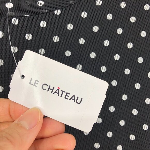 Le Chateau  Black white Polka Dot short sleeve ruched NWT Dress Size XXL - Picture 7 of 16
